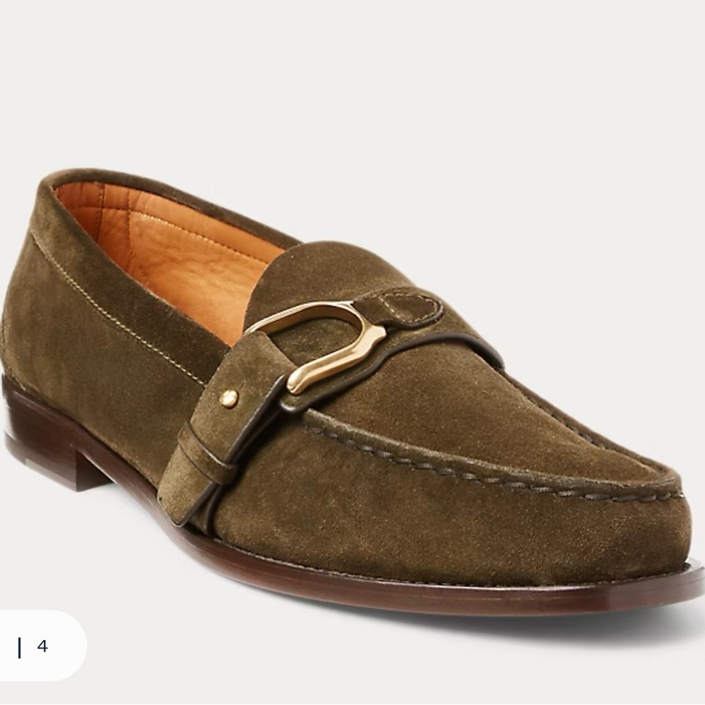 Ralph Lauren Men's Green Perrin Suede Loafer. NEW
